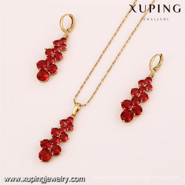 61775 xuping 18k newest zircon design dubai gold jewelry set